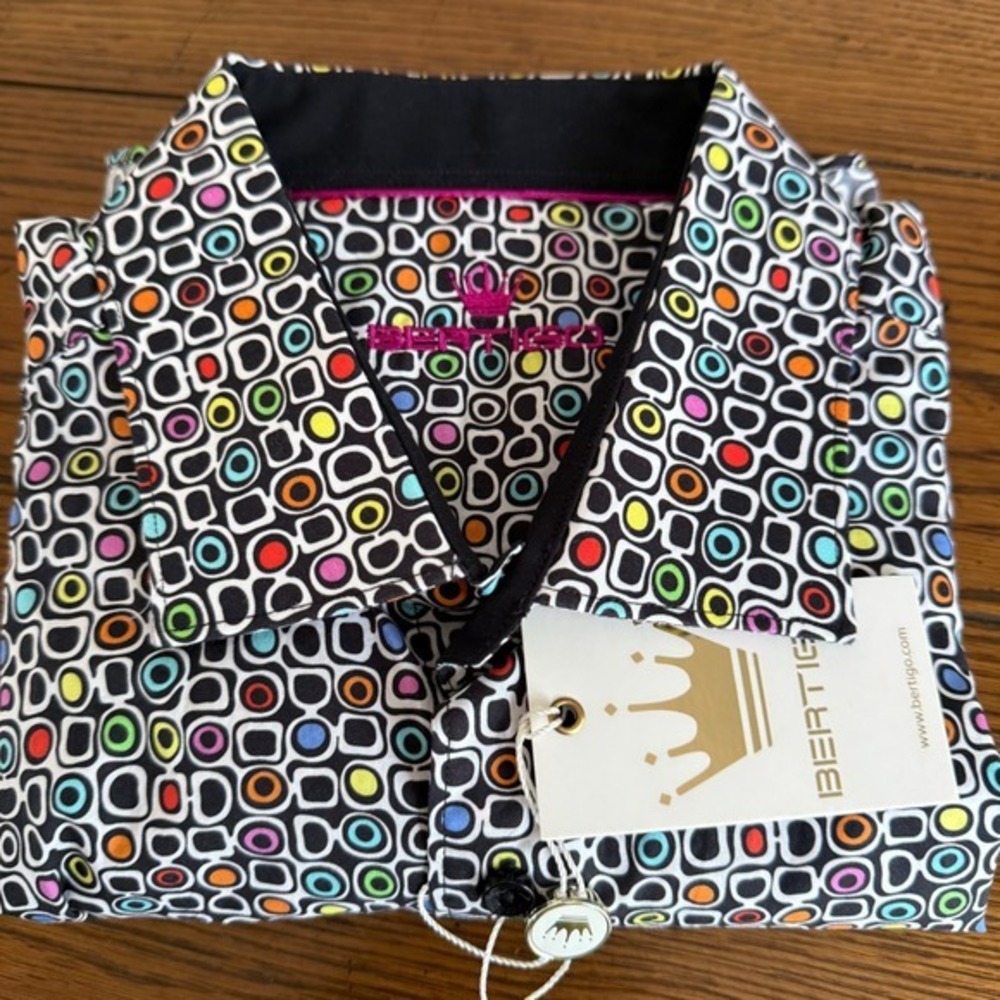 NWT Bertigo Mens 2XL Button Down Shirt Multicolor Geometric Long Sleeve Modern